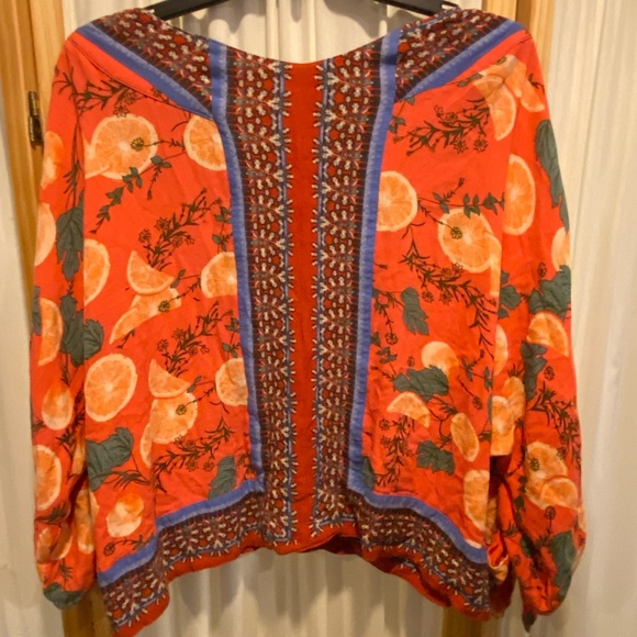 Free People Freshly Squeezed Orange citrus Top shirt size Large - Picture 3 of 7